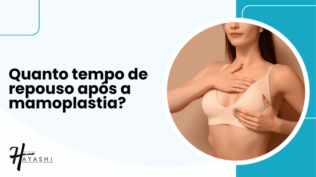 Mulher usando sutiã cirúrgico e protegendo a região dos seios, ilustrando quanto tempo de repouso após a mamoplastia e os cuidados no pós-operatório.