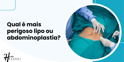 Capa sobre os riscos de lipoaspiração e abdominoplastia, com imagem de procedimento cirúrgico abdominal.
